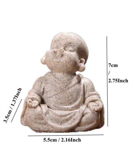 VILEAD 6cm 7cm śliczny mały mnich statua piaskowiec urocza tajlandia budda statuetki piękny figurka wystrój domu kreatywny preze