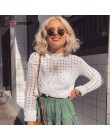 Conmoto Fashion białe swetry z wycięciami damskie 2019 jesienno-zimowa w stylu casual, cienka krótka bluzki z dzianiny damskie e
