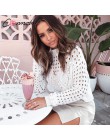 Conmoto Fashion białe swetry z wycięciami damskie 2019 jesienno-zimowa w stylu casual, cienka krótka bluzki z dzianiny damskie e