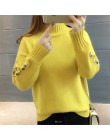 Wysokiej jakości kobiety moda 2018 sweter z golfem kobiety top kobieta z długim rękawem ciepłe swetry haftowane dziergany sweter