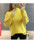 Wysokiej jakości kobiety moda 2018 sweter z golfem kobiety top kobieta z długim rękawem ciepłe swetry haftowane dziergany sweter