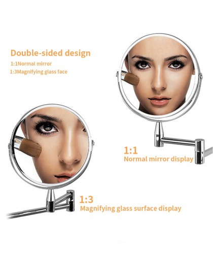ORZ lustro ścienne przedłużyć dwustronnie łazienka kosmetyczne makijaż golenia twarzy Rotatalbe 7 "3X lustro powiększające