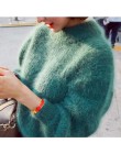2020 Winter New Fashion zagęszczony ciepły golf moherowy damski sweter z poszerzanymi rękawami Casual Solid Color Slim prosty sw