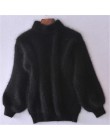 2020 Winter New Fashion zagęszczony ciepły golf moherowy damski sweter z poszerzanymi rękawami Casual Solid Color Slim prosty sw