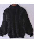 2020 Winter New Fashion zagęszczony ciepły golf moherowy damski sweter z poszerzanymi rękawami Casual Solid Color Slim prosty sw