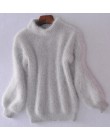 2020 Winter New Fashion zagęszczony ciepły golf moherowy damski sweter z poszerzanymi rękawami Casual Solid Color Slim prosty sw