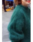 2020 Winter New Fashion zagęszczony ciepły golf moherowy damski sweter z poszerzanymi rękawami Casual Solid Color Slim prosty sw