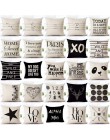 List Love Home poszewki na poduszki pościel bawełniana czarny biały poszewka na poduszkę Sofa nordycka ozdobna poszewka na podus