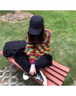 Kobieta koreański Harajuku Hong Kong o smaku luźny sweter w paski damskie swetry japoński Kawaii Ulzzang odzież dla kobiet