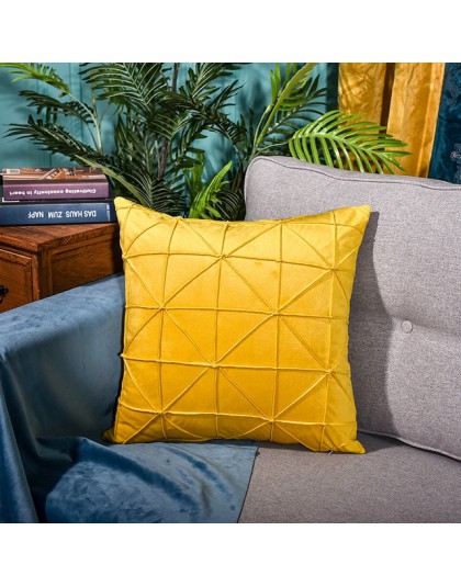 Nowoczesna aksamitna haftowana siatka geometryczna powłoczka na poduszkę domowa sofa dekoracyjna prosta poduszka do rzucania pos