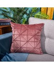 Nowoczesna aksamitna haftowana siatka geometryczna powłoczka na poduszkę domowa sofa dekoracyjna prosta poduszka do rzucania pos