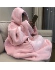 Zimowy gruby wygodny koc TV bluza jednokolorowy ciepły koc z kapturem dorosłych i dzieci z polaru ważone narzuty na łóżka podróż
