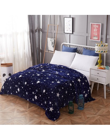 Jasne gwiazdy narzuta koc 200x230cm wysokiej gęstości Super miękki flanelowy koc na na kanapie/łóżko/samochód przenośne pledy
