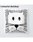 Niestandardowe czarno-białe obicia na poduszki zwierzęta kreskówkowe Kid rzuć poduszka ręcznie malowane lew Home Decor geometryc