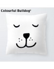 Niestandardowe czarno-białe obicia na poduszki zwierzęta kreskówkowe Kid rzuć poduszka ręcznie malowane lew Home Decor geometryc