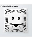 Niestandardowe czarno-białe obicia na poduszki zwierzęta kreskówkowe Kid rzuć poduszka ręcznie malowane lew Home Decor geometryc