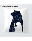 Niestandardowe czarno-białe obicia na poduszki zwierzęta kreskówkowe Kid rzuć poduszka ręcznie malowane lew Home Decor geometryc
