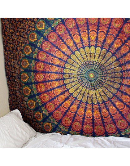 Duży 200x150cm Mandala gobelin indyjski ściany wiszące czeski mata plażowa kocyk poliestrowy mata do jogi domu artystyczna do sy