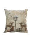 1 sztuk 45*45cm Christmas Deer Snowman wzór bawełniana pościel poszewka na poduszkę pokrywy skrzynka samochód domowa sofa poszew