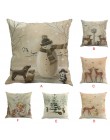 1 sztuk 45*45cm Christmas Deer Snowman wzór bawełniana pościel poszewka na poduszkę pokrywy skrzynka samochód domowa sofa poszew