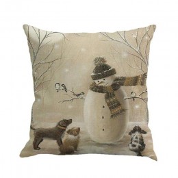 1 sztuk 45*45cm Christmas Deer Snowman wzór bawełniana pościel poszewka na poduszkę pokrywy skrzynka samochód domowa sofa poszew