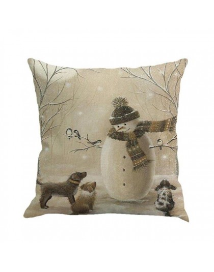 1 sztuk 45*45cm Christmas Deer Snowman wzór bawełniana pościel poszewka na poduszkę pokrywy skrzynka samochód domowa sofa poszew