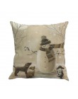 1 sztuk 45*45cm Christmas Deer Snowman wzór bawełniana pościel poszewka na poduszkę pokrywy skrzynka samochód domowa sofa poszew