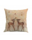 1 sztuk 45*45cm Christmas Deer Snowman wzór bawełniana pościel poszewka na poduszkę pokrywy skrzynka samochód domowa sofa poszew