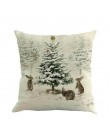 1 sztuk 45*45cm Christmas Deer Snowman wzór bawełniana pościel poszewka na poduszkę pokrywy skrzynka samochód domowa sofa poszew