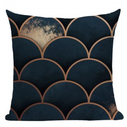 Geometryczna czarna niebieska poduszka Cove tekstylne wzgórze złoto Dero poszewka na poduszkę 45Cm x 45Cm kwadratowa Sofa 3D rzu