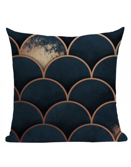 Geometryczna czarna niebieska poduszka Cove tekstylne wzgórze złoto Dero poszewka na poduszkę 45Cm x 45Cm kwadratowa Sofa 3D rzu