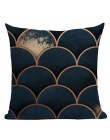 Geometryczna czarna niebieska poduszka Cove tekstylne wzgórze złoto Dero poszewka na poduszkę 45Cm x 45Cm kwadratowa Sofa 3D rzu