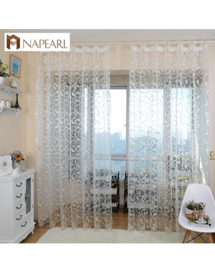 NAPEARL 1 PC w stylu amerykańskim żakardowy kwiatowy wzór zasłona sheer do sypialni tiul tkanina salon nowoczesny gotowy