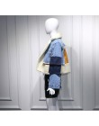 DEAT 2019 zima owcze futro skręcić w dół kołnierz pełne rękawy denim niebieski patchwork łączone ubrania drukowany napis płaszcz