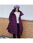 Płaszcz zimowy kobiety spódnica Parka moda Bowknot talia średni długi stojak kołnierz bawełny wyściełane ciepłe kurtki Chaqueta 
