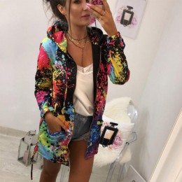 Odzież wierzchnia i płaszcze kurtki moda Tie barwienie drukuj znosić bluza płaszcz z kapturem płaszcze i kurtki damskie 2018AUG1