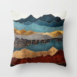 Geometryczne górskie szczyty Sun Whale kreatywna poduszka pokrywa krajobraz biuro salon obejmuje dekoracje Home Decor 45x45cm