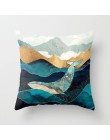 Geometryczne górskie szczyty Sun Whale kreatywna poduszka pokrywa krajobraz biuro salon obejmuje dekoracje Home Decor 45x45cm