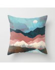 Geometryczne górskie szczyty Sun Whale kreatywna poduszka pokrywa krajobraz biuro salon obejmuje dekoracje Home Decor 45x45cm
