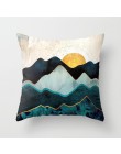 Geometryczne górskie szczyty Sun Whale kreatywna poduszka pokrywa krajobraz biuro salon obejmuje dekoracje Home Decor 45x45cm