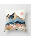 Geometryczne górskie szczyty Sun Whale kreatywna poduszka pokrywa krajobraz biuro salon obejmuje dekoracje Home Decor 45x45cm