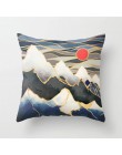 Geometryczne górskie szczyty Sun Whale kreatywna poduszka pokrywa krajobraz biuro salon obejmuje dekoracje Home Decor 45x45cm