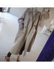 Zimowa beżowa elegancka mieszanka wełny kobiety koreański moda czarne długie kurtki Vintage minimalistyczny wełniany płaszcz wie