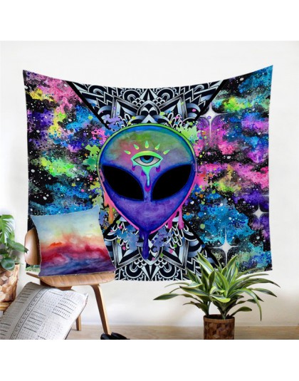 Trippy Alien by brizabazar gobelin akwarela wykładzina ścienna oko Trippy gobelin ściany wiszące Saucerman czary tapiz Dropship