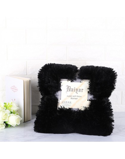 Super miękkie Fuzzy futro Faux eleganckie przytulne z puszystym rzut koc na łóżko Sofa narzuta długie kudłate miękka ciepła pośc