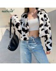 SUCHCUTE futra dla kobiet nadruk z krową pluszowa kurtka Modis Longslive Zipper Casual ciepłe, jesienne zimowe 2019 płaszcz hara