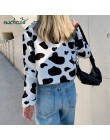 SUCHCUTE futra dla kobiet nadruk z krową pluszowa kurtka Modis Longslive Zipper Casual ciepłe, jesienne zimowe 2019 płaszcz hara