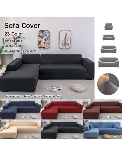 Elastyczne narzuta na sofę jednolity kolor w kształcie litery L fotel poszewki na kanapę 1/2/3/4 Sofa do siedzenia narzuta na so