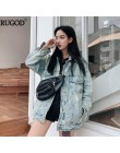 RUGOD 2019 nowa jesienna zabawna nadruk kreskówkowy długa kurtka dżinsowa kobiety w stylu Vintage Streetwear Punk Style kurtka d