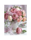 Diy diamentowe kwadraciki diamentowe malowanie cross stitch s pełne 100% okładka haft "piwonia i herbata" diamentowe hafty